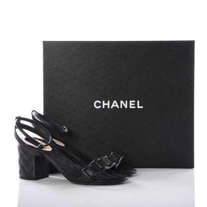 Chanel Grained Calfskin Quilted Sandals 35.5 Black 10 of 10