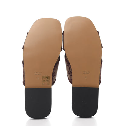 Gucci Canvas GG Monogram Womens Criss Cross Slide Sandals 38 Sahara Rubino Chardonnay 5 of 9