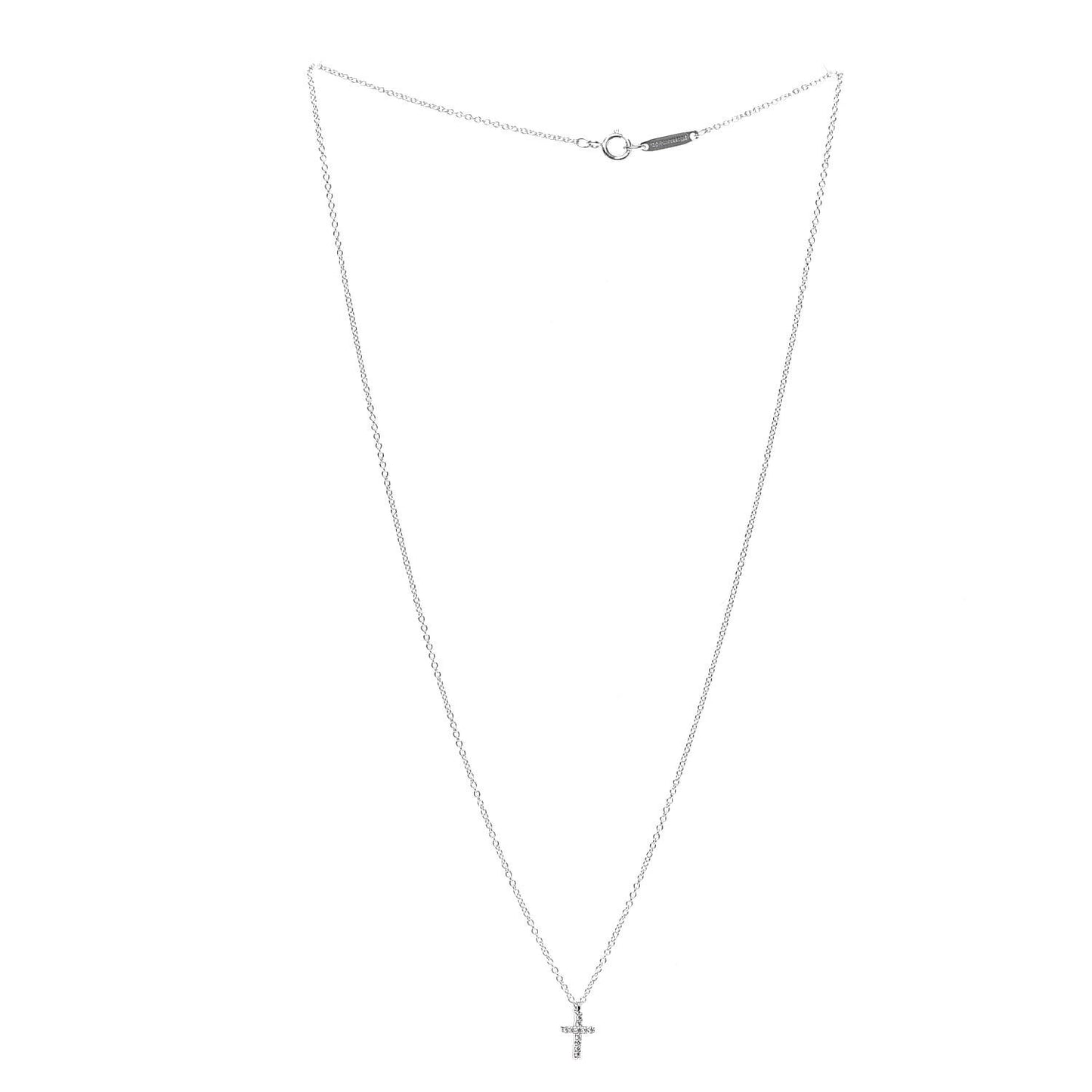 18K White Gold Diamond Mini Cross Pendant Necklace