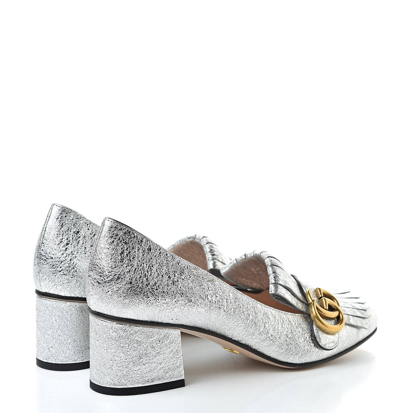 Galassia GG Marmont Fringe 50mm Loafer Pumps 38 Argento