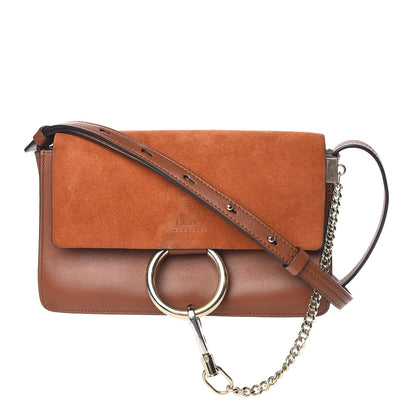 Chloe Suede Calfskin Small Faye Shoulder Bag Tobacco 1 of 15