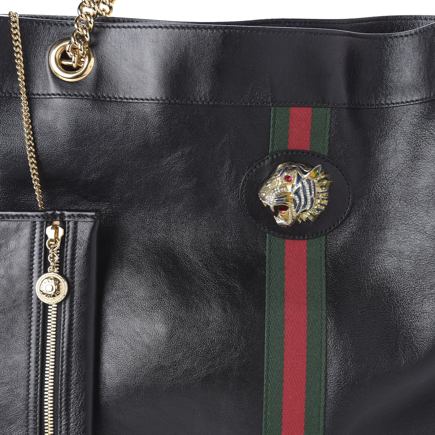 Gucci Calfskin Large Rajah Chain Tote Black 10 of 10