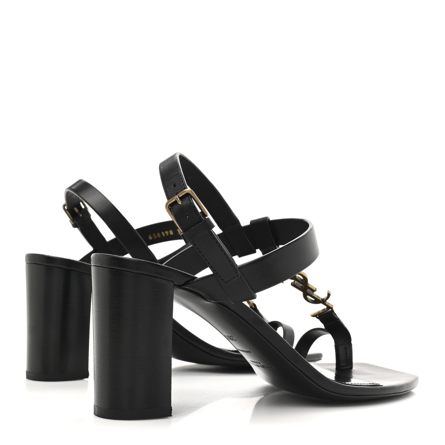 Calfskin Fake Cocco Cassandra 75 Sandals 38.5 Black