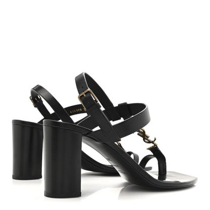 Saint Laurent Calfskin Fake Cocco Cassandra 75 Sandals 38.5 Black 5 of 10