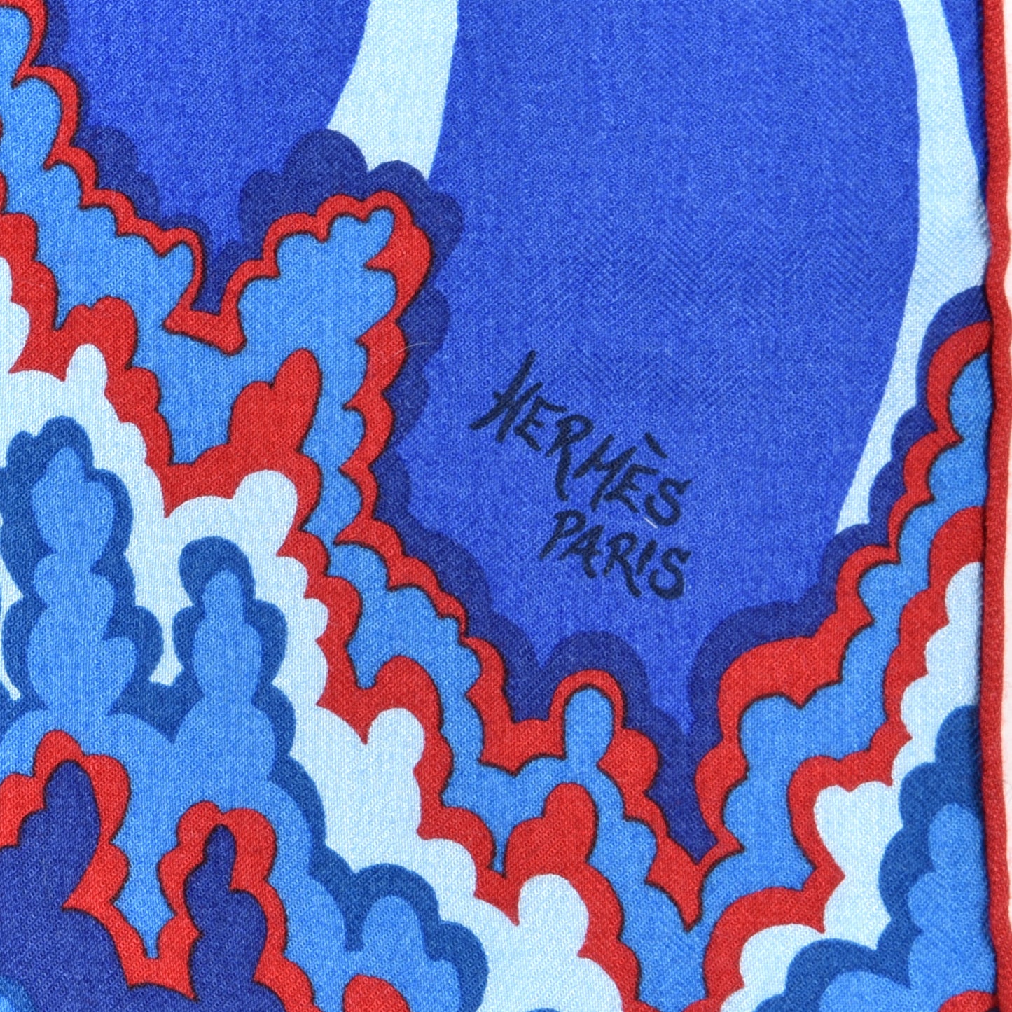 Cashmere Silk The Three Graces Shawl 140 Bleu Rouge White