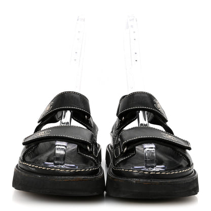 Chanel Calfskin Velcro Dad Sandals 35 Black 3 of 7