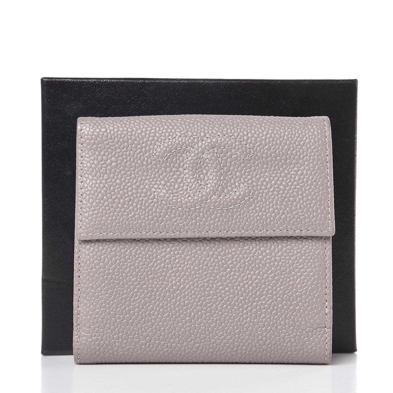 Chanel Caviar Timeless CC Compact French Wallet Light Grey 10 of 10