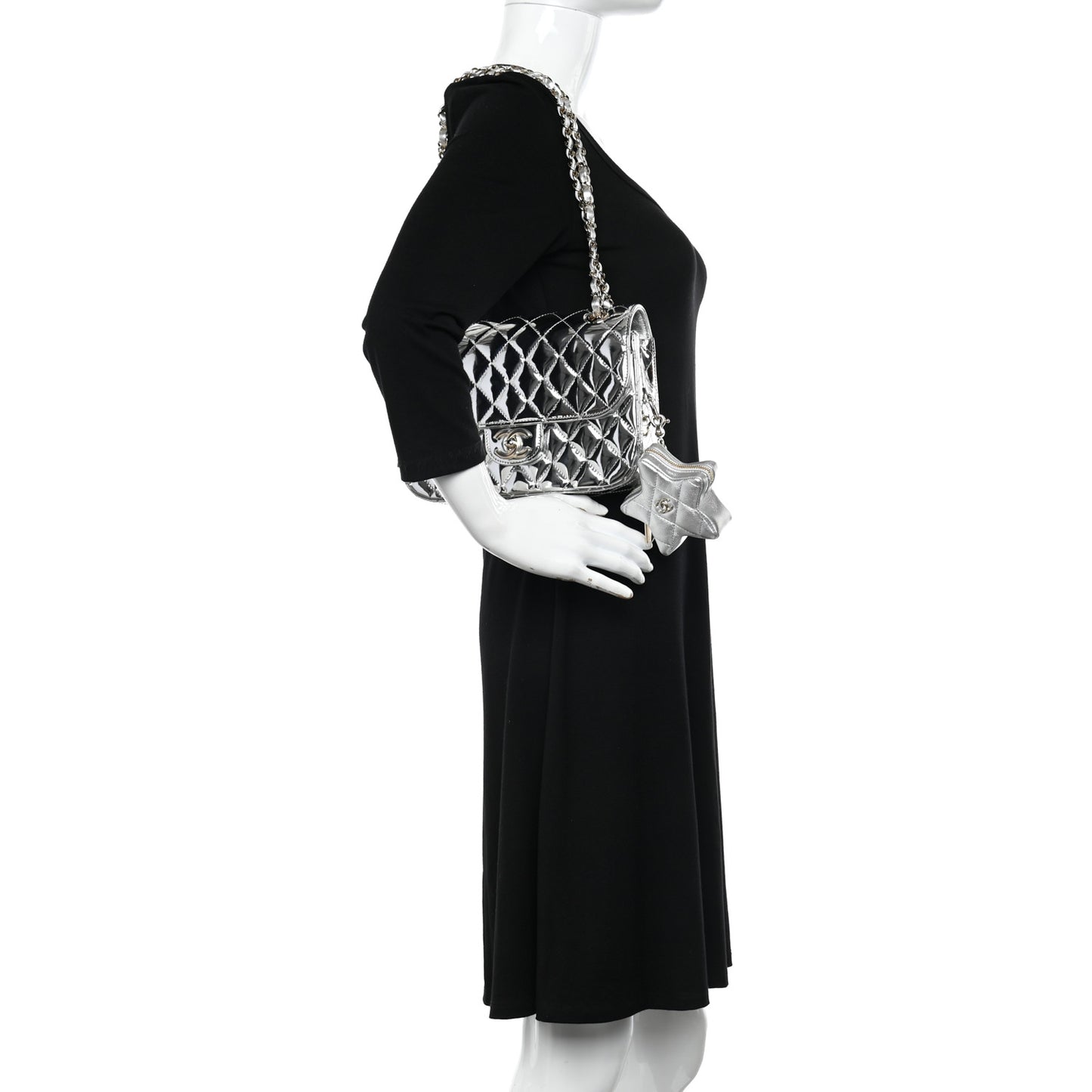 Mirror Calfskin Metallic Calfskin Medium Hollywood Boulevard Flap With Star Coin Purse Silvery