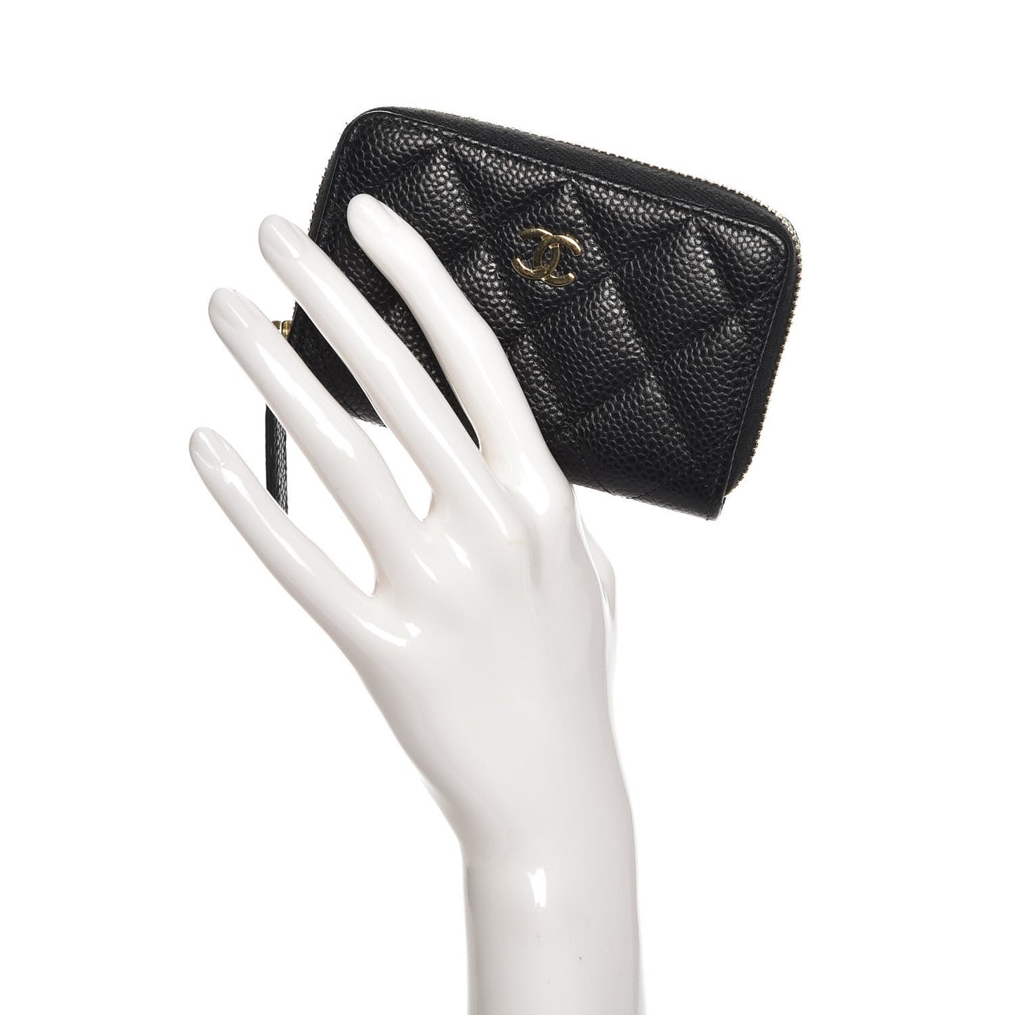 Caviar Quilted Zip Coin Purse Black