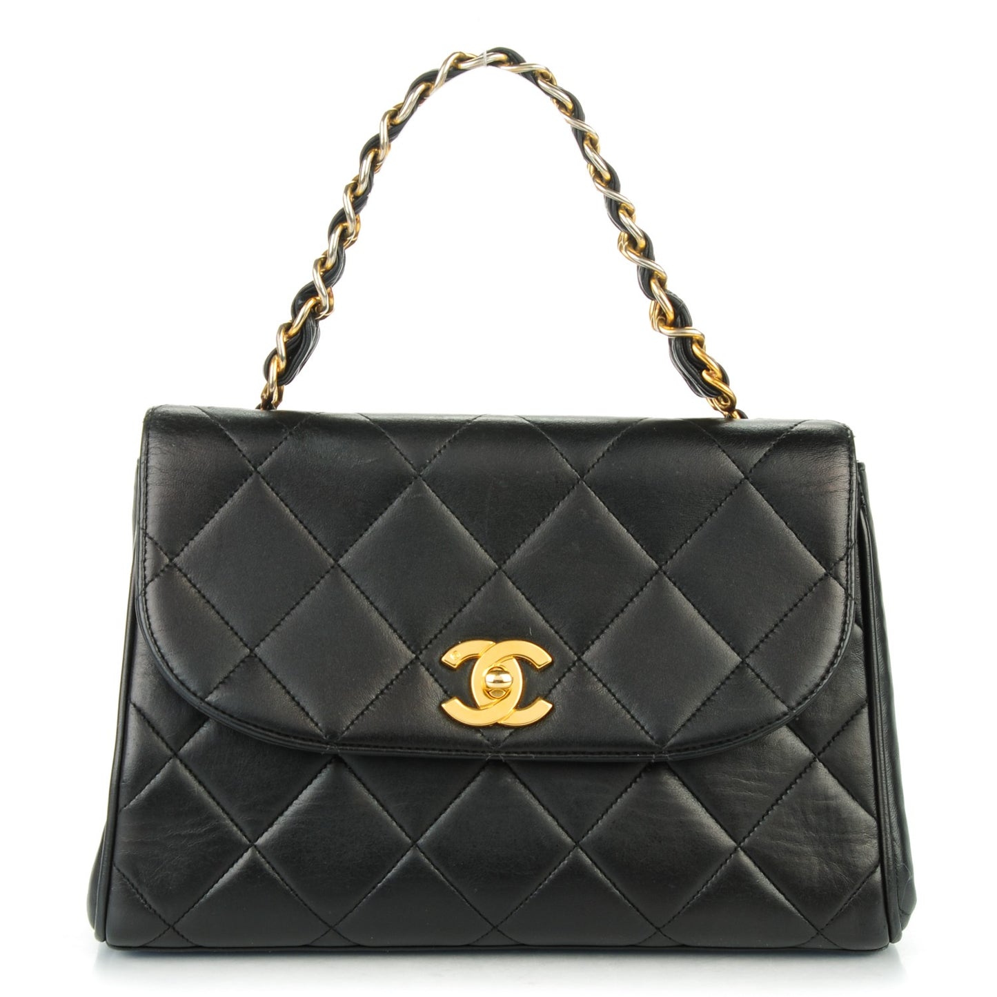 Lambskin Medium Flap Handbag Black