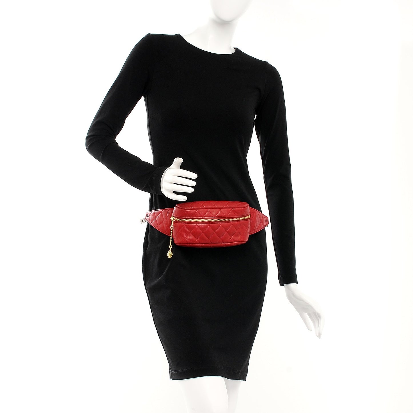 Lambskin Quilted Belt Bag Red