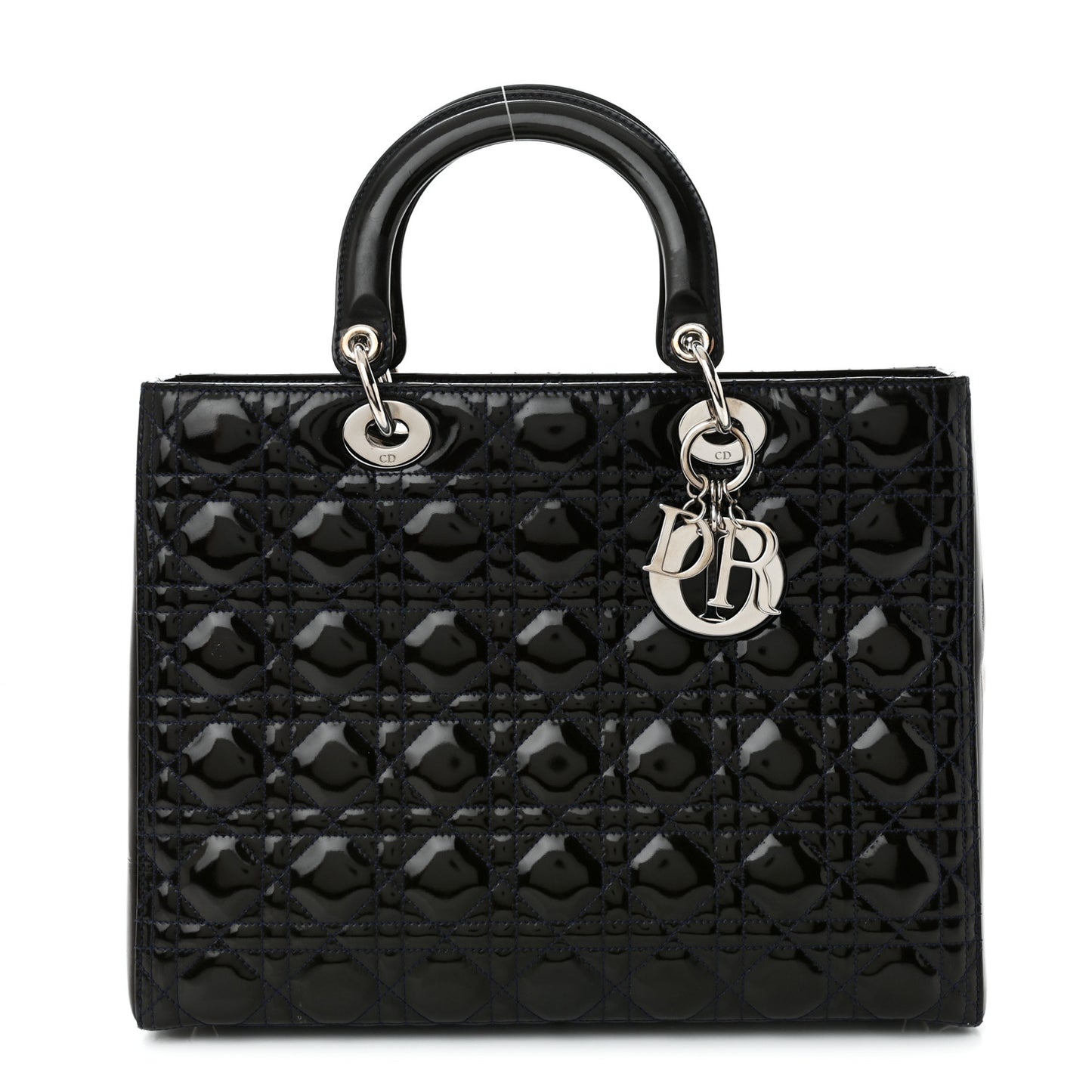 Patent Cannage Large Lady Dior Navy