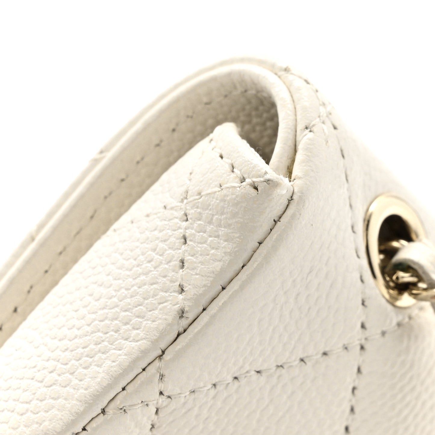 Caviar Quilted Mini Chain Belt Bag White