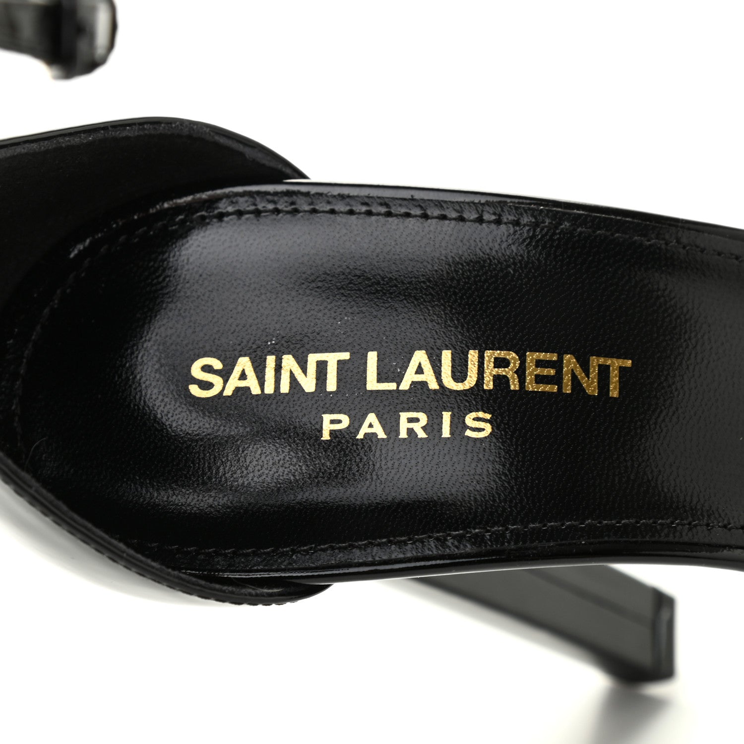 Saint Laurent Patent Calfskin Hall 105 Ankle Strap Platform Sandals 39 Black 6 of 7
