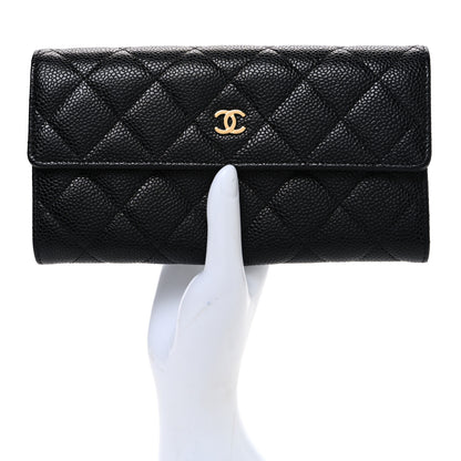 Chanel Caviar Quilted Large Gusset Flap Wallet Black 2 of 8