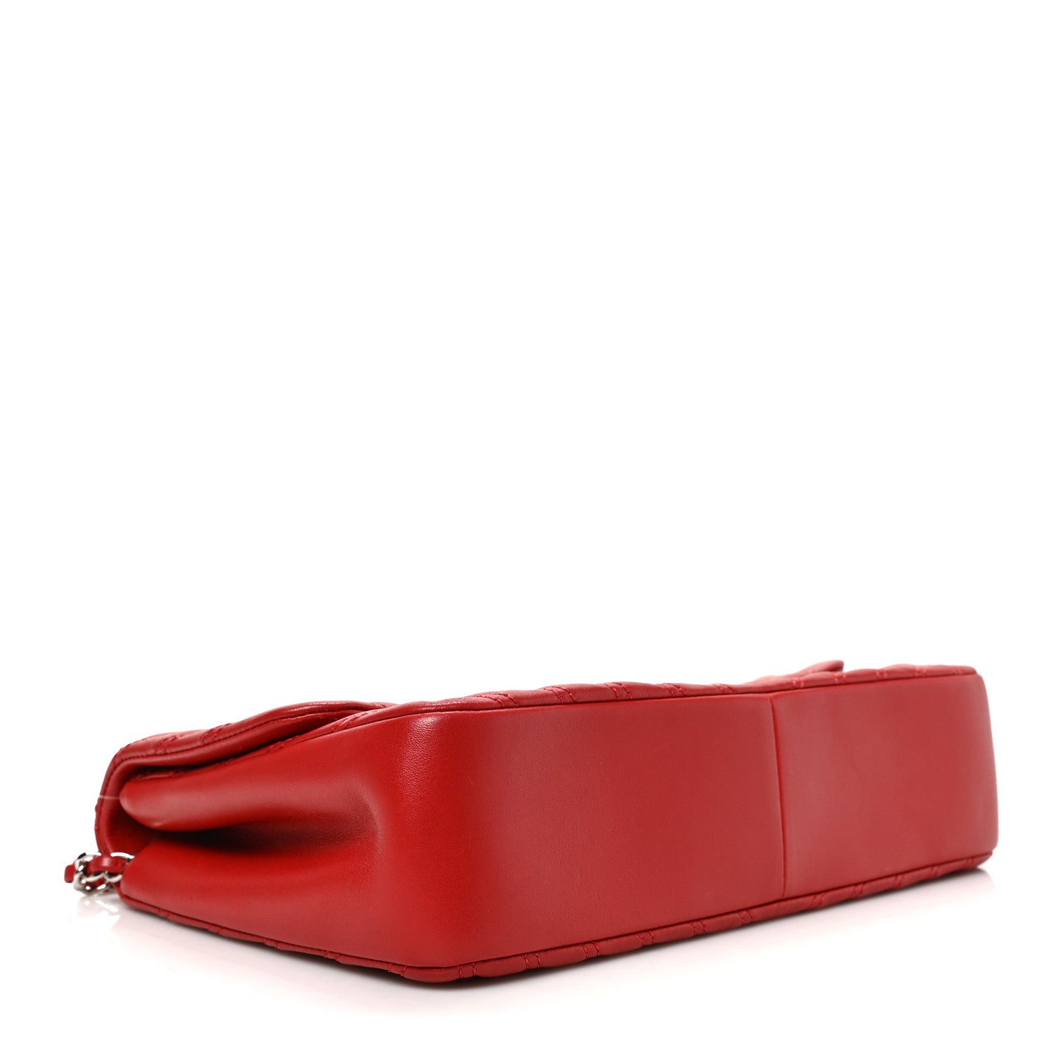 Chanel Lambskin Chevron Double Stitch Jumbo Single Flap Red 4 of 9
