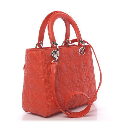 Christian Dior Lambskin Cannage Medium Lady Dior Red 4 of 11