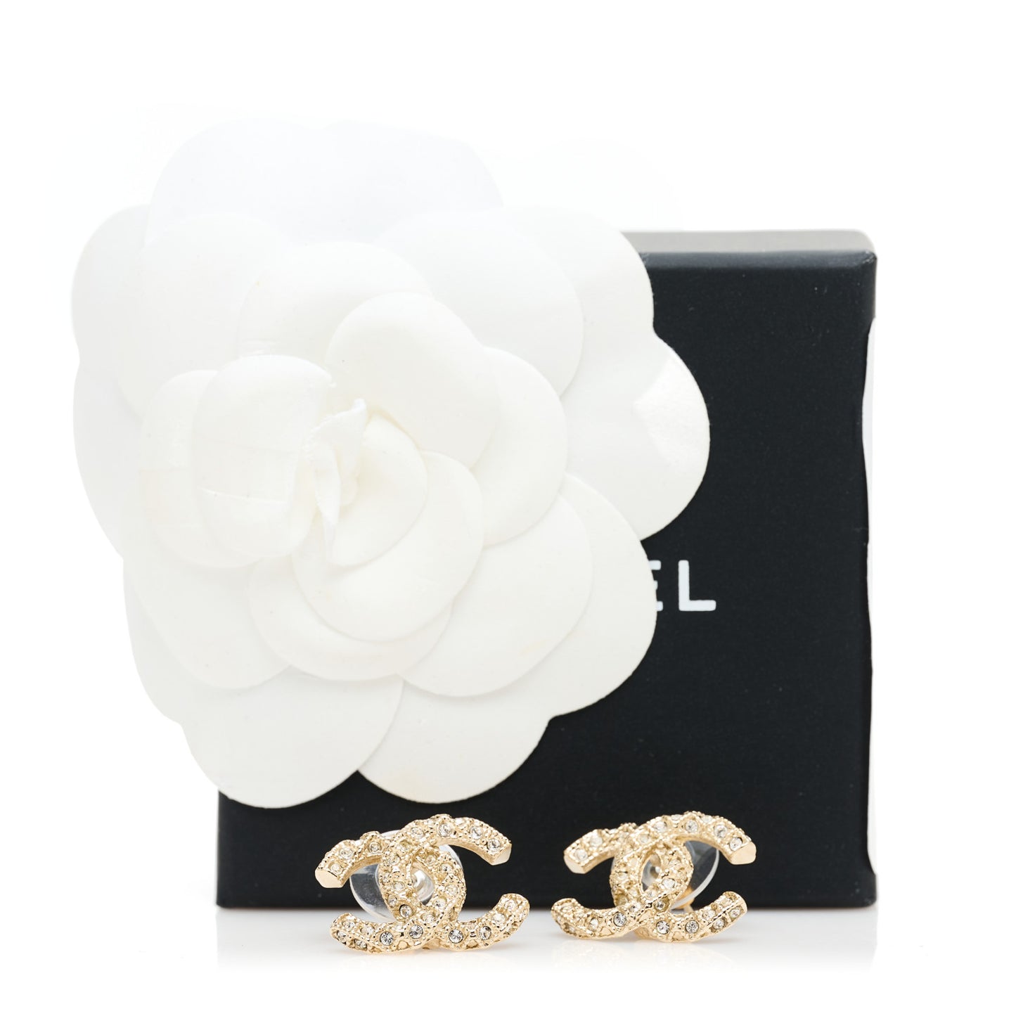 Crystal CC Earrings Light Gold