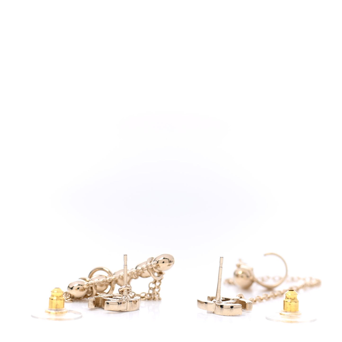 Metal Crystal CC Chain Cuff Earrings Gold