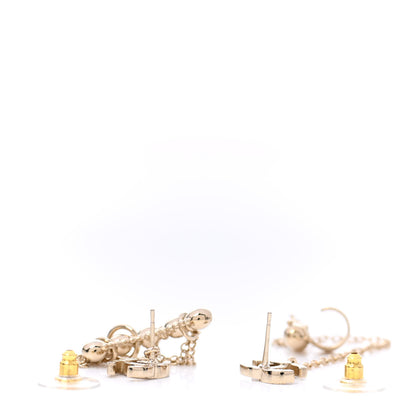 Chanel Metal Crystal CC Chain Cuff Earrings Gold 3 of 4