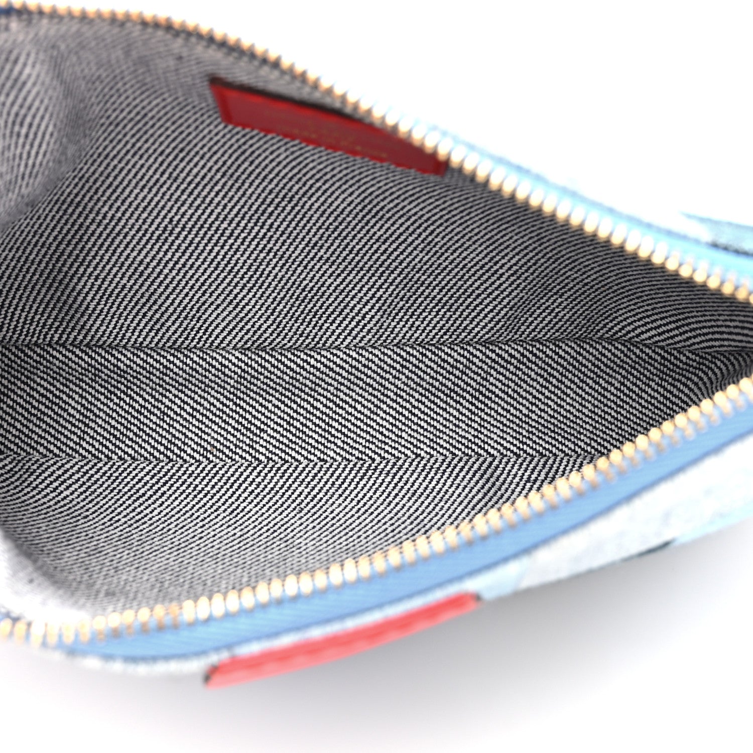 Louis Vuitton Denim Damier Monogram Patchwork Multi Pochette Accessories Blue Rouge 6 of 10