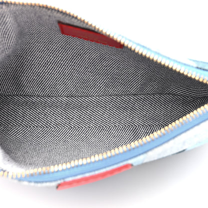Louis Vuitton Denim Damier Monogram Patchwork Multi Pochette Accessories Blue Rouge 6 of 10