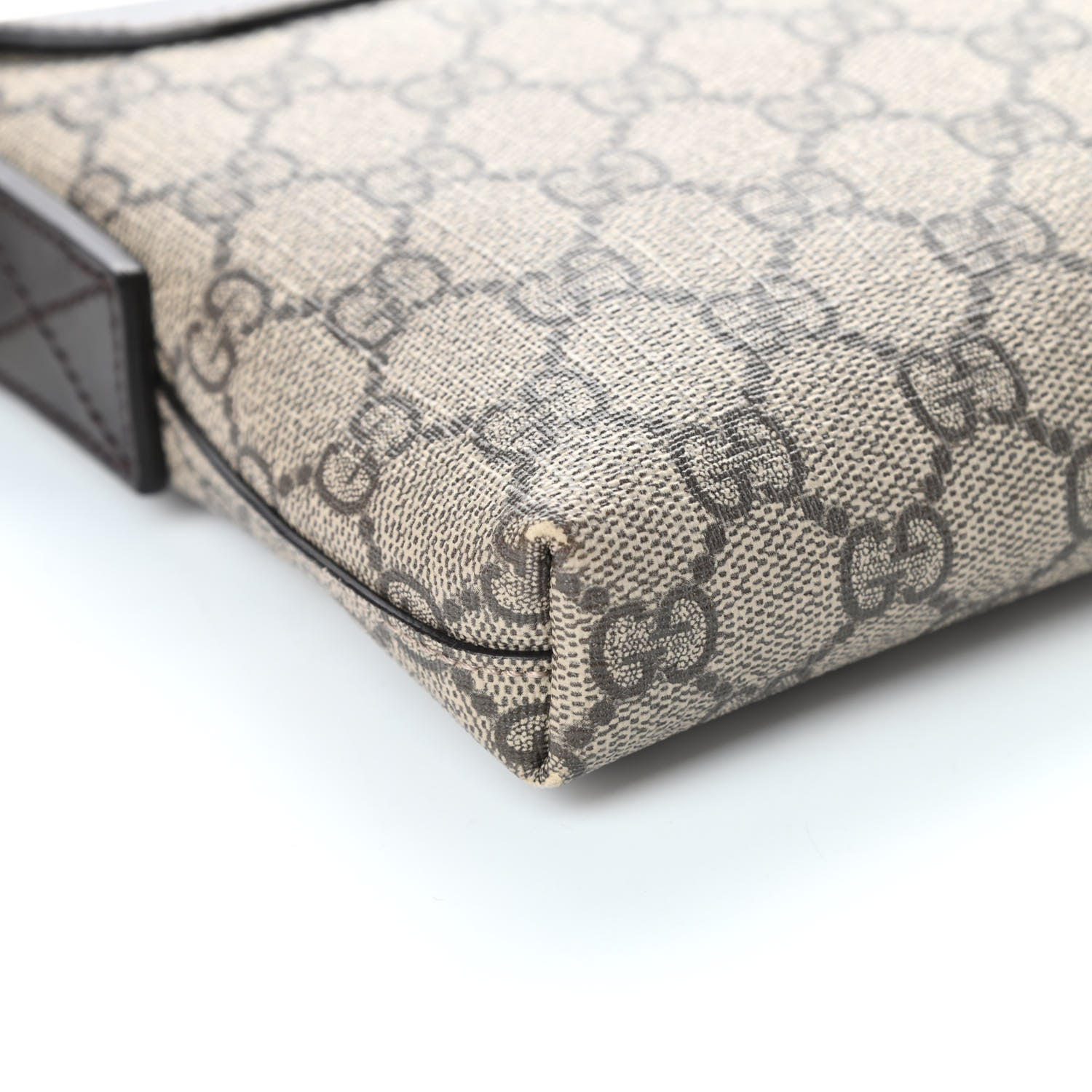 Gucci GG Supreme Monogram Selleria Calfskin Small Satchel Messenger Bag Beige Ebony Cocoa Dark Chocolate 12 of 14