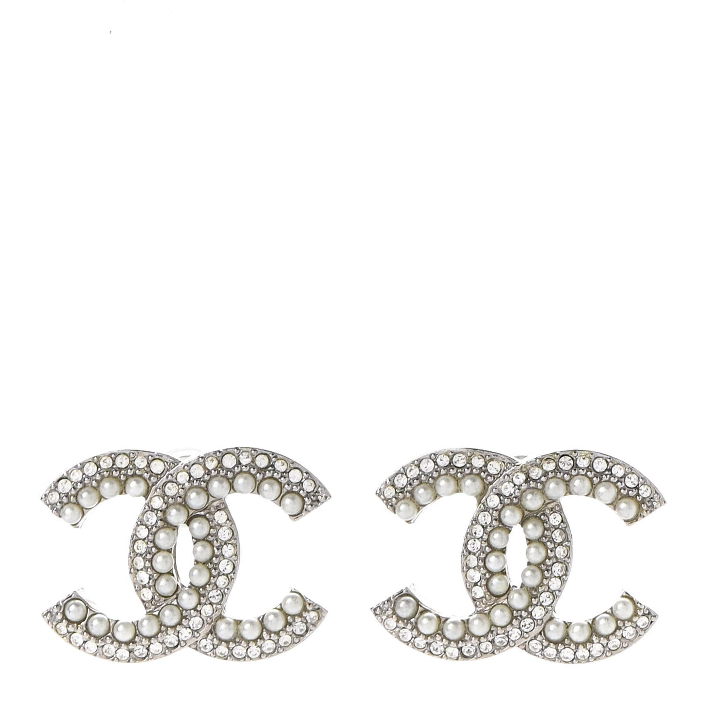 Pearl Crystal CC Snow Palace Earrings Silver
