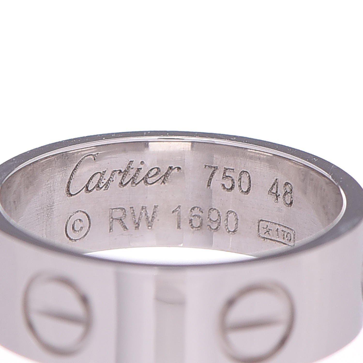 Cartier 18K White Gold 5.5mm LOVE Ring 48 4.5 4 of 4