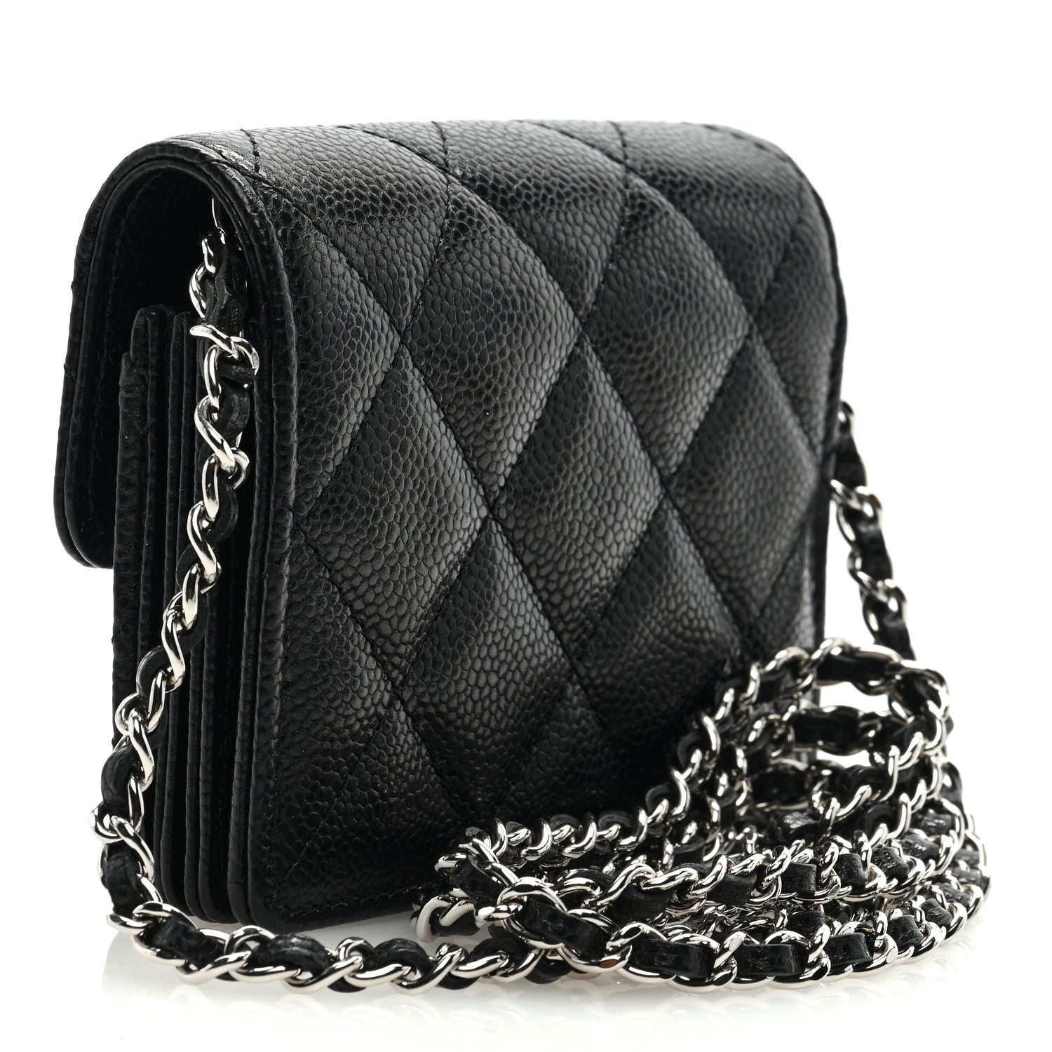 Chanel Caviar Quilted Flap Card Holder On Chain Black 3 of 9