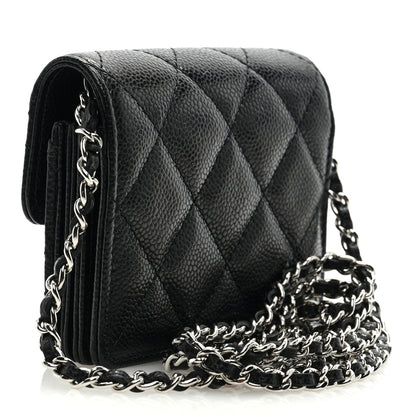 Chanel Caviar Quilted Flap Card Holder On Chain Black 3 of 9