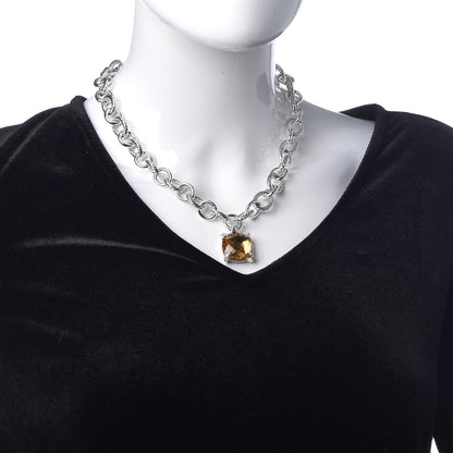 David Yurman Sterling Silver Diamond Champagne Citrine 20mm Oval Chain Chatelaine Pendant Necklace 2 of 6