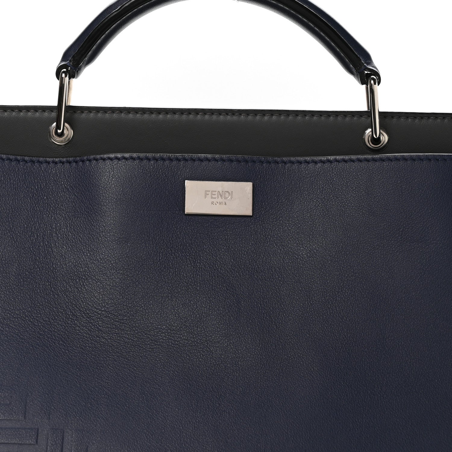 Fendi Calfskin Embossed Large Peekaboo Iconic Fit Satchel