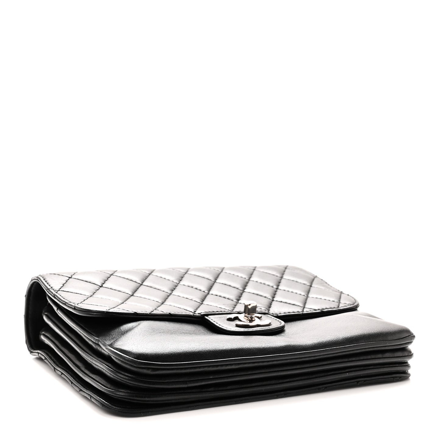 Calfskin Medium Clam's Pocket Flap Black