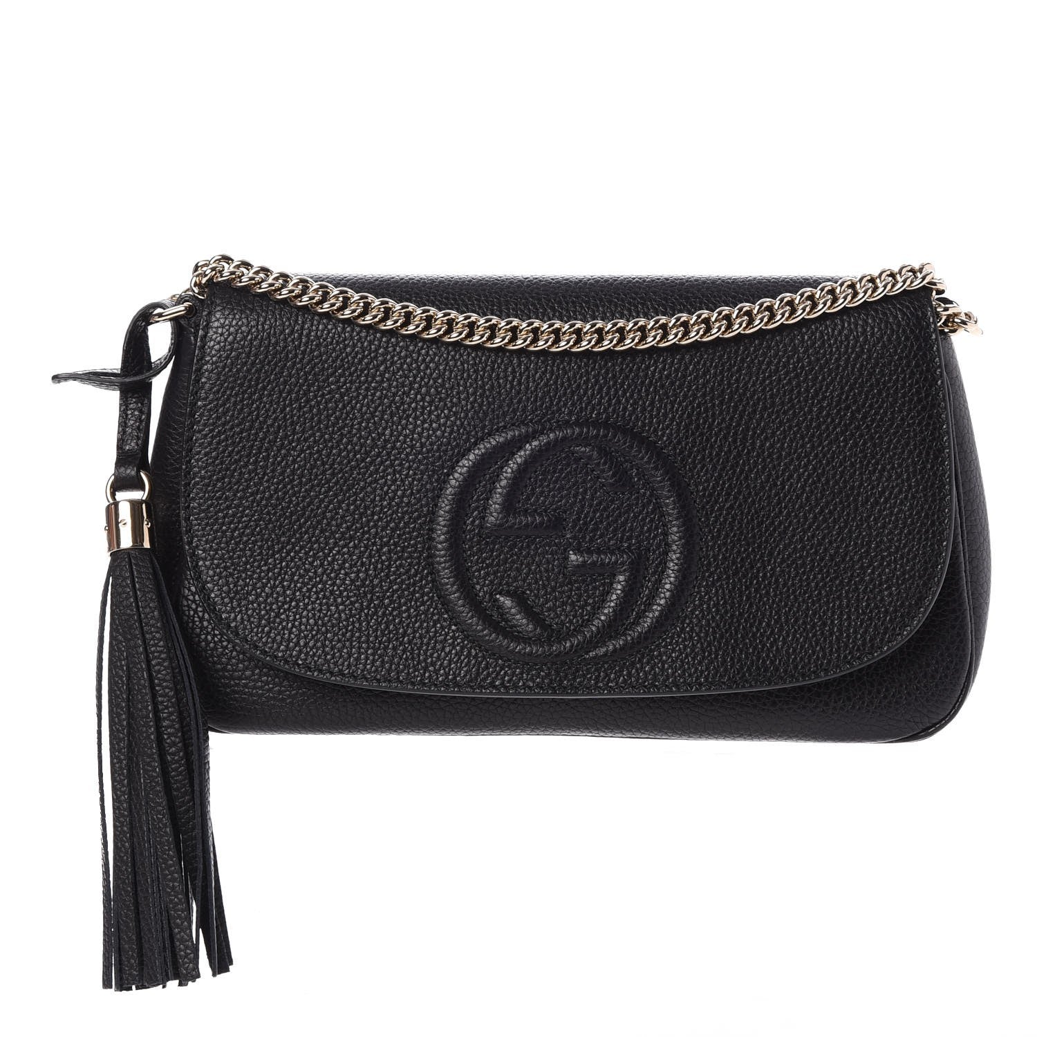 Gucci Pebbled Calfskin Medium Soho Flap Crossbody Black 1 of 8