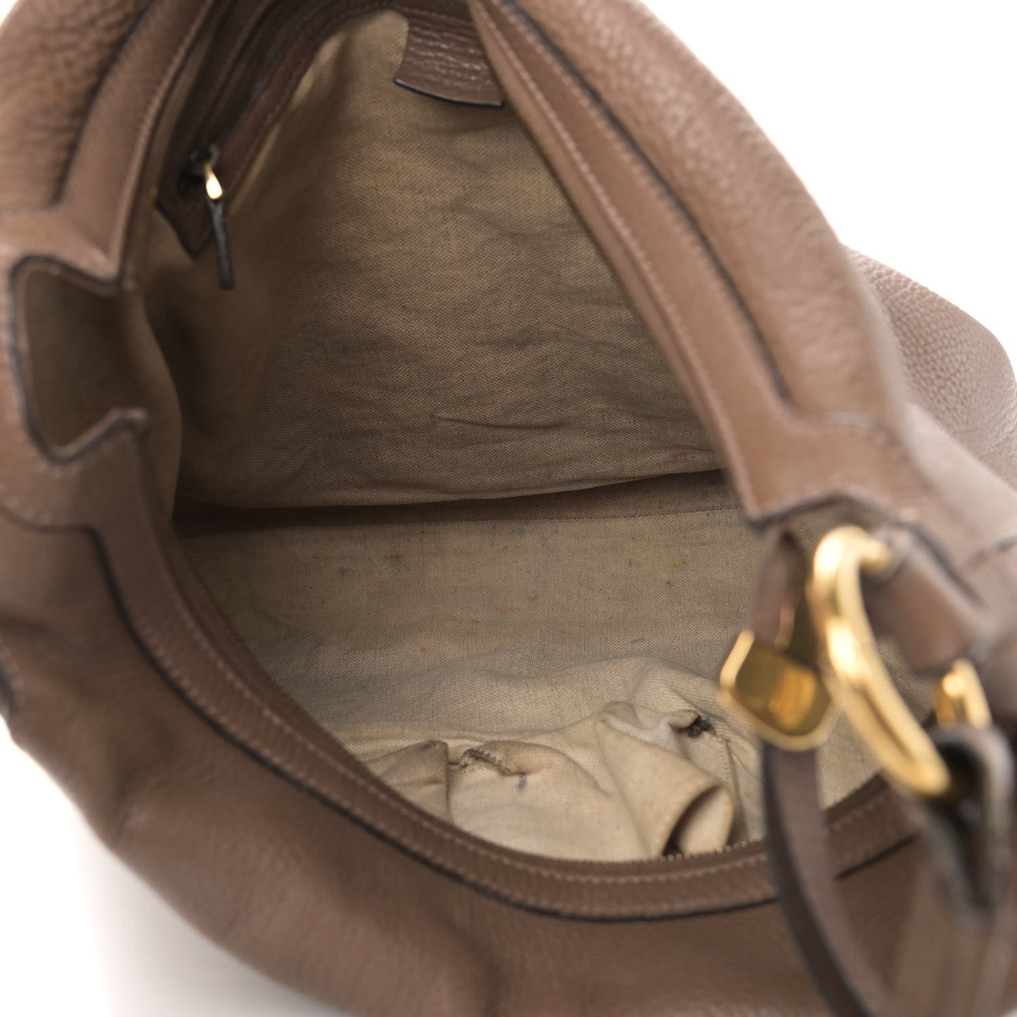 Pebbled Calfskin Twill Hobo Brown