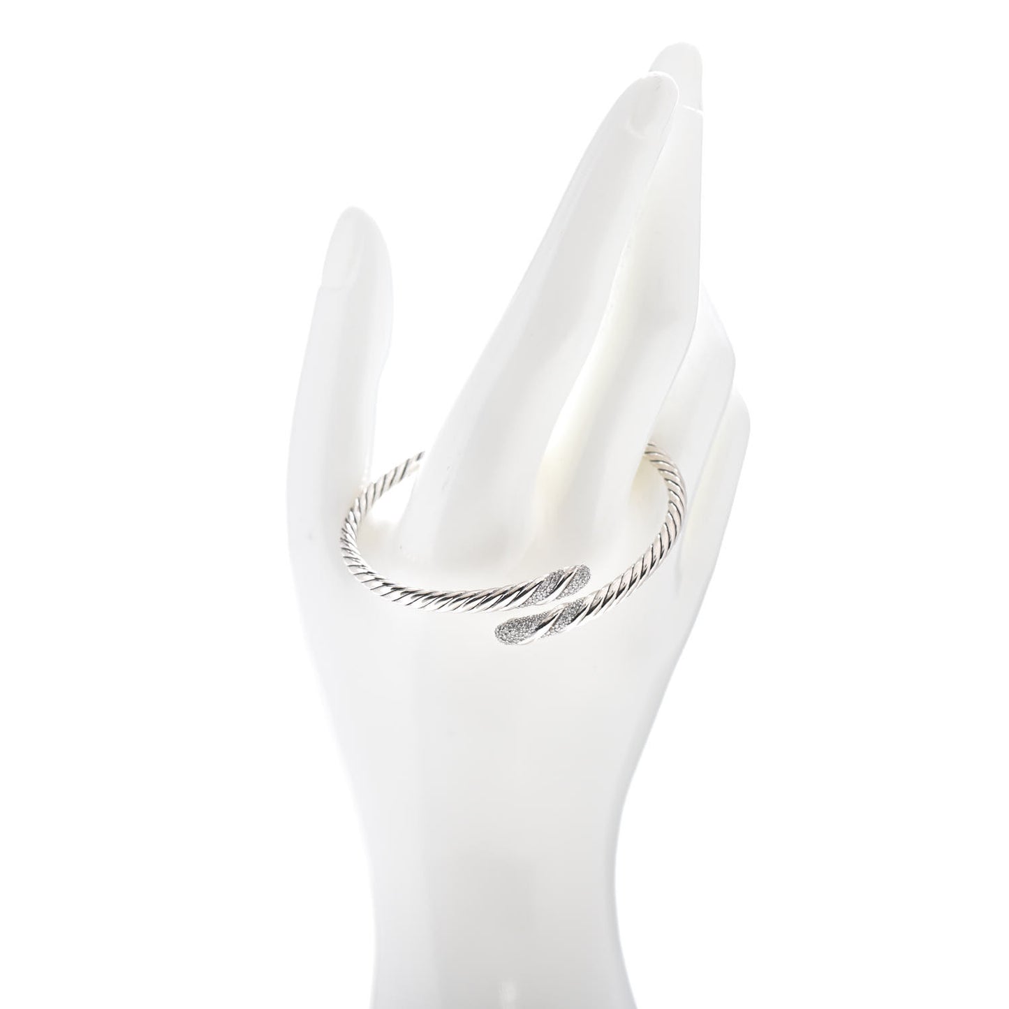 Sterling Silver Diamond 12mm Willow Open Single Row Bracelet