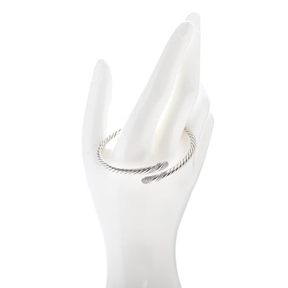 David Yurman Sterling Silver Diamond 12mm Willow Open Single Row Bracelet 2 of 4