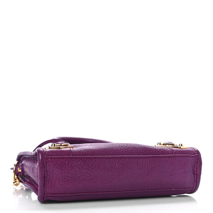 Balenciaga Chevre Gold Metallic Edge Hardware Nano City Violet Prune 4 of 8
