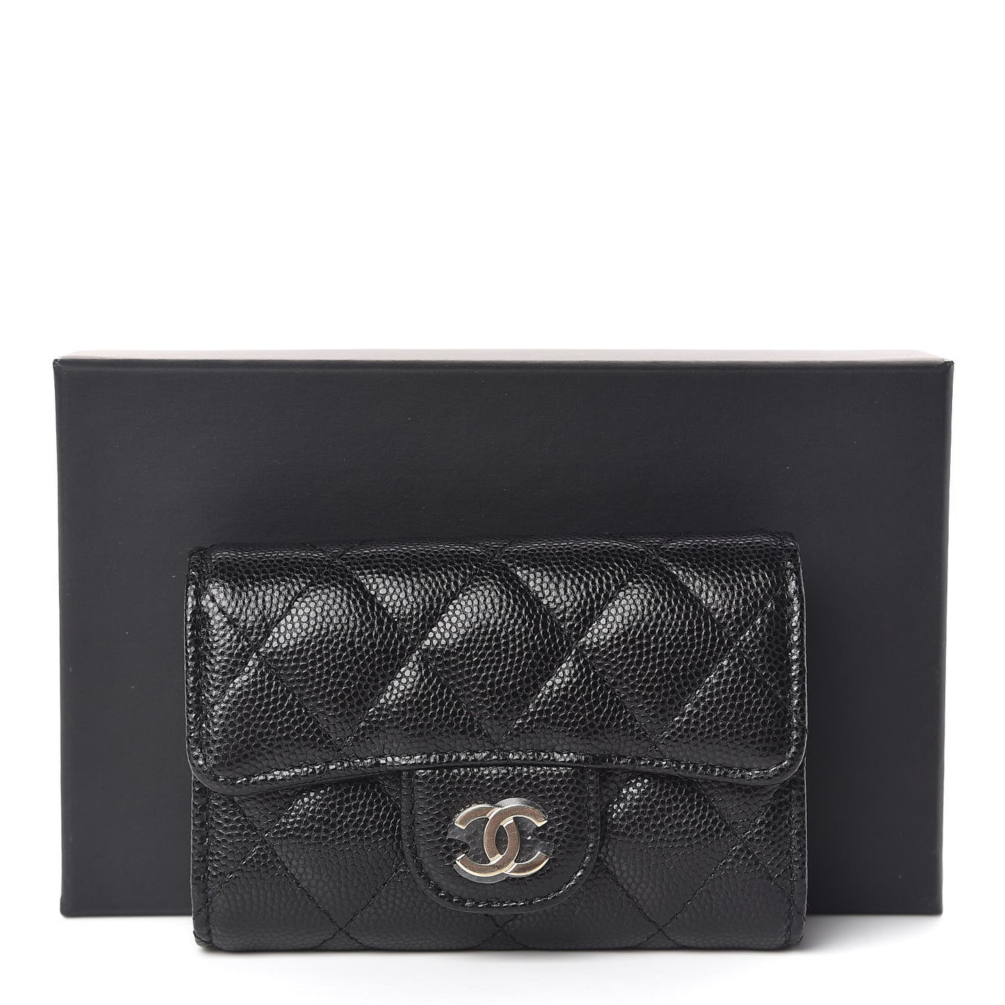 Caviar Quilted Classic 4 Key Holder Wallet Black