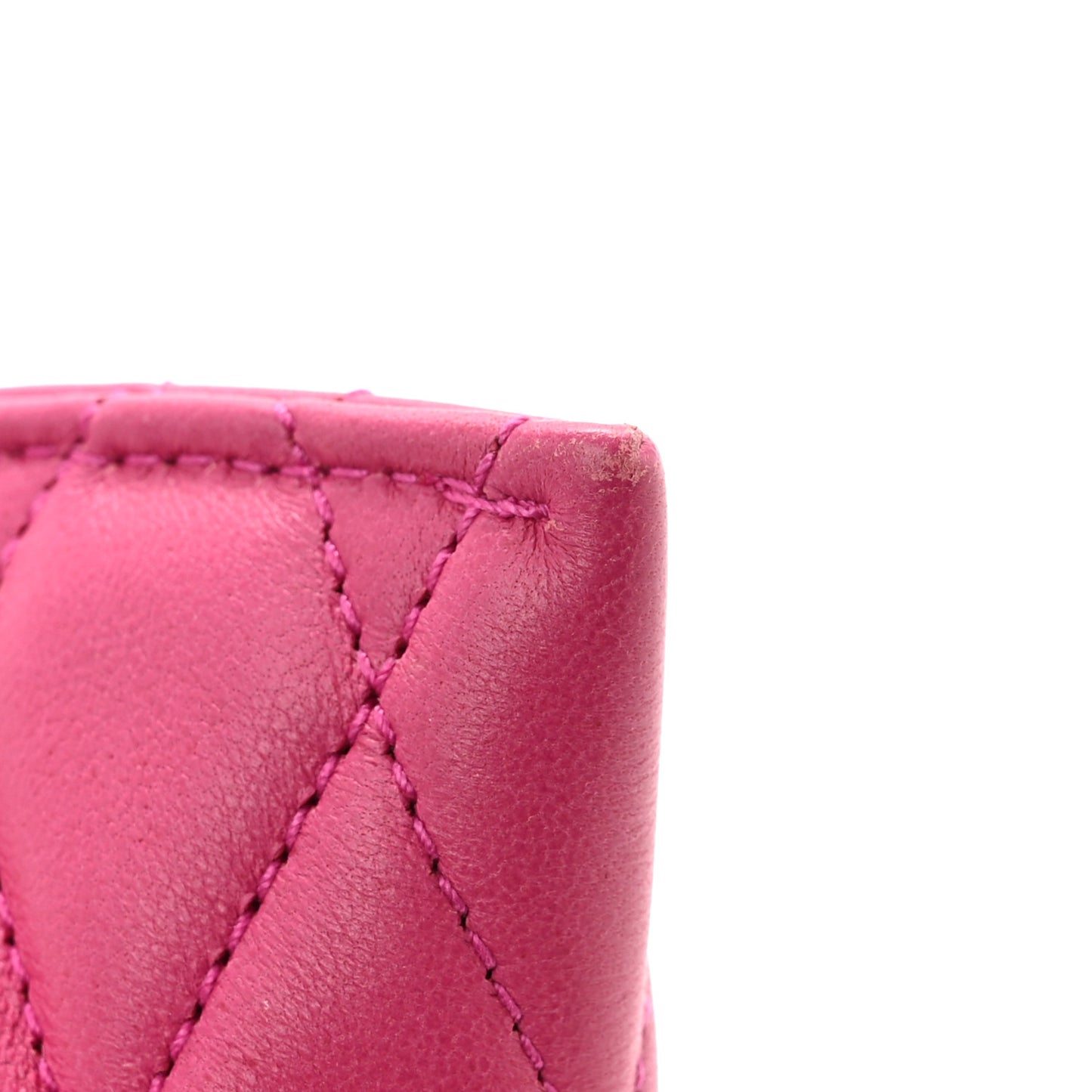 Quilted Lambskin Berlingo Bag Charm Fuchsia