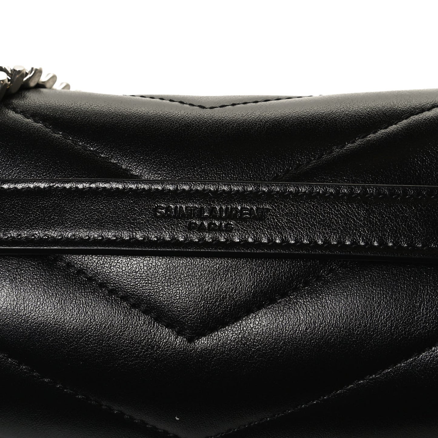 Calfskin Y Quilted Monogram Medium Loulou Chain Satchel Black