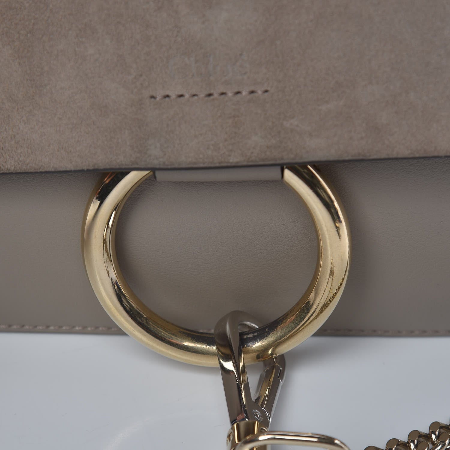 Chloe Suede Calfskin Small Faye Shoulder Bag Motty Grey 7 of 15
