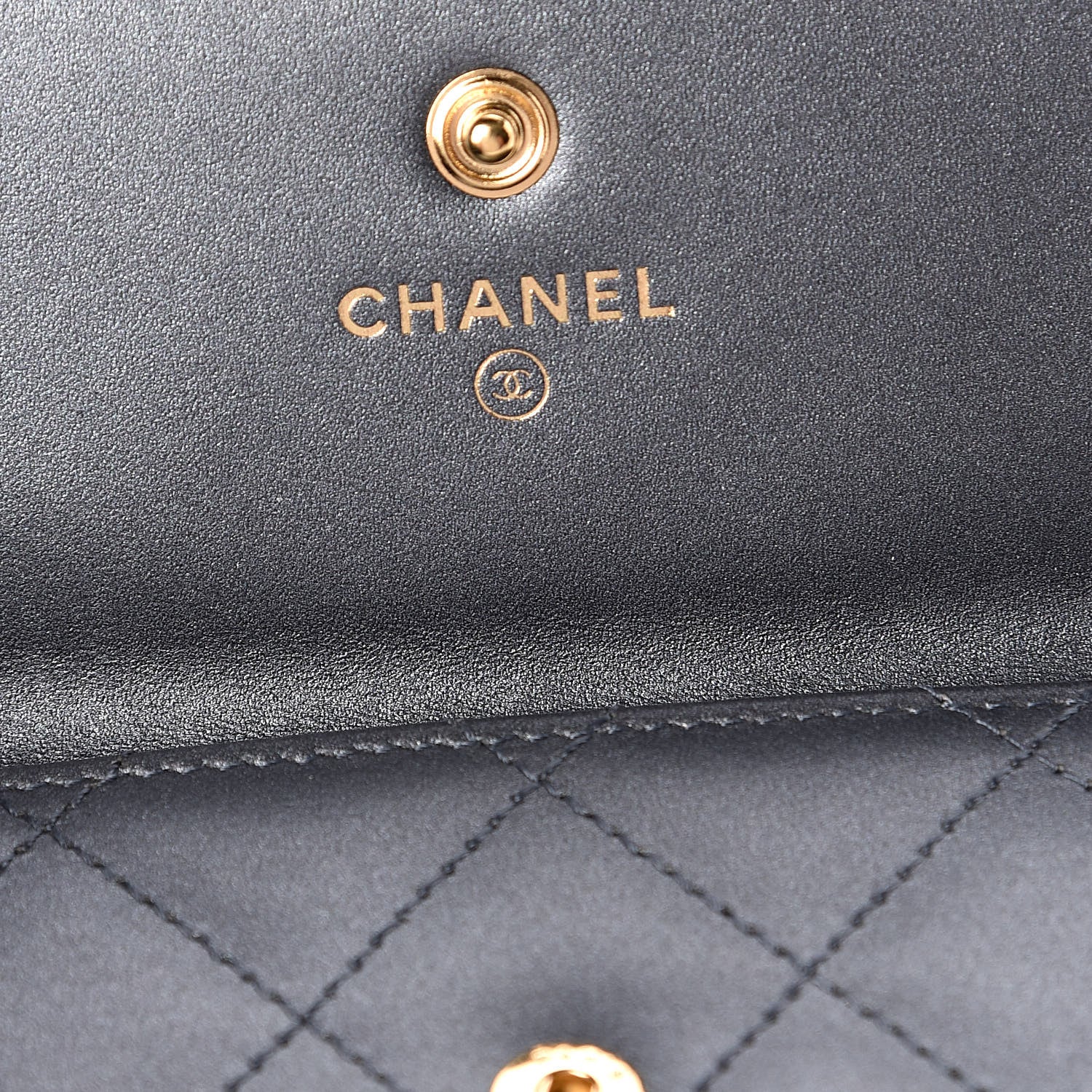 Chanel Metallic Lambskin Quilted Card Holder Dark Grey 6 of 7