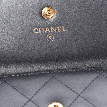 Chanel Metallic Lambskin Quilted Card Holder Dark Grey 6 of 7