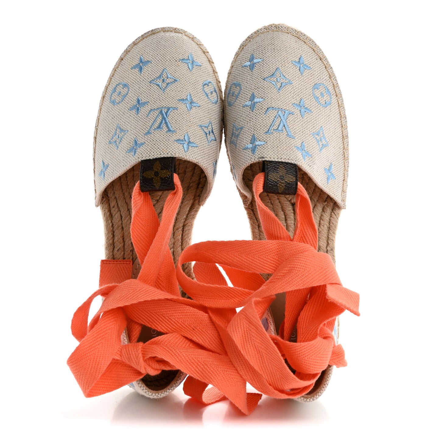 Canvas Monogram Starboard Espadrille Flats 37 Blue