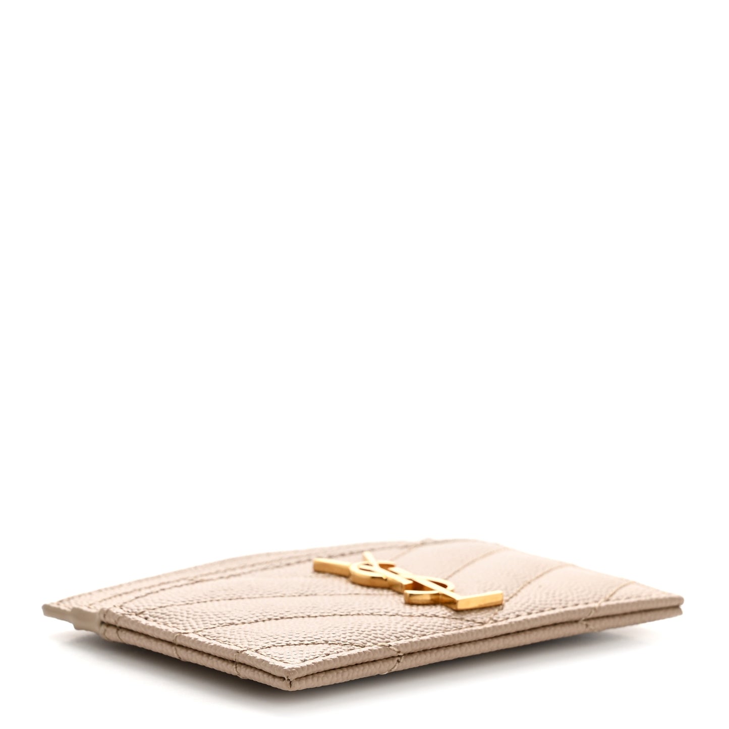 Grain De Poudre Matelasse Chevron Monogram Credit Card Case Dark Beige