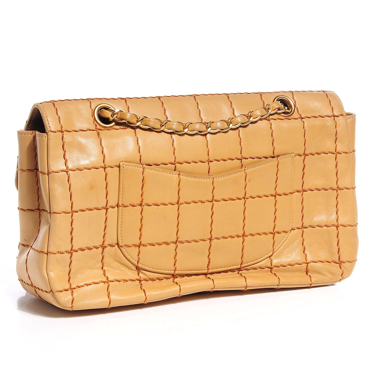 Chanel Lambskin Square Stitched Medium Single Flap Beige 3 of 7