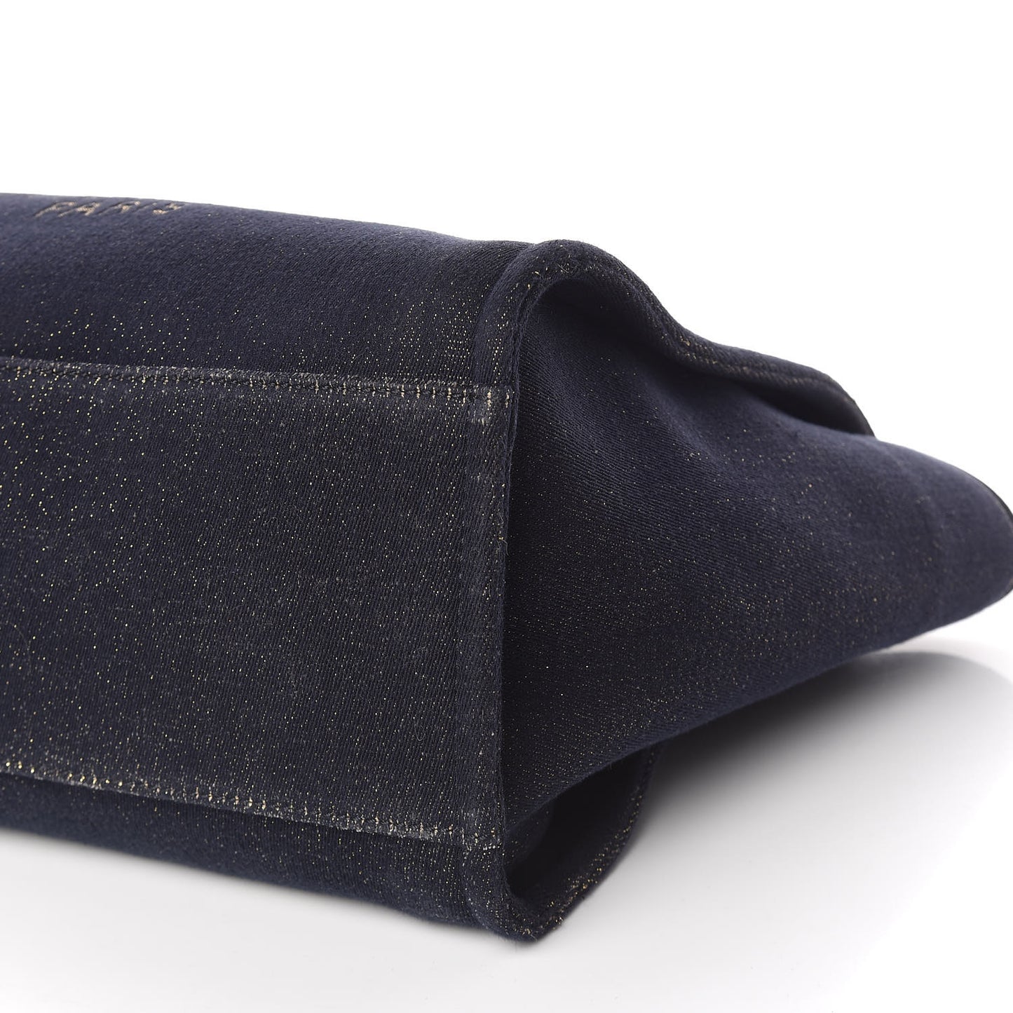 Lurex Canvas Medium Deauville Tote Navy Blue Gold