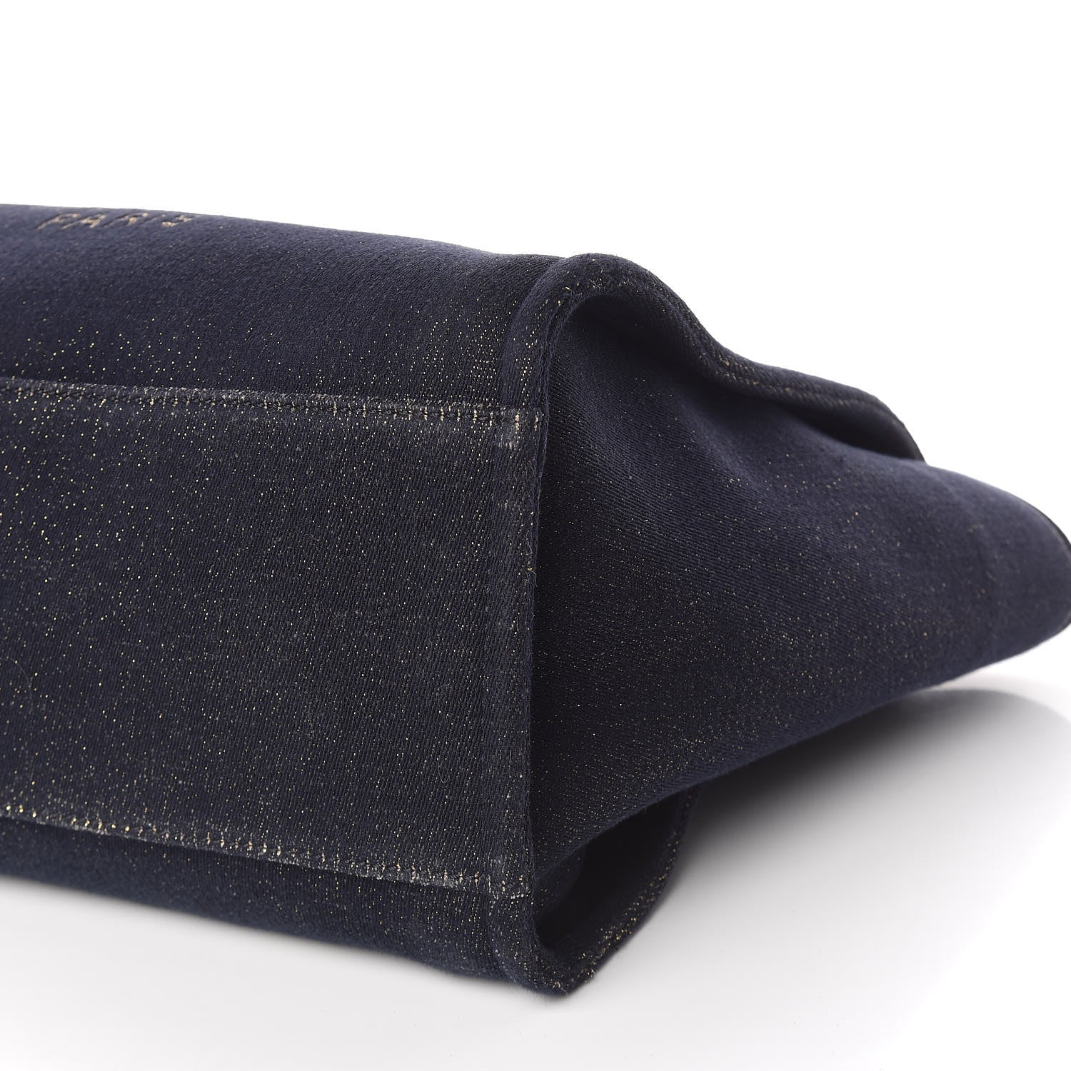 Chanel Lurex Canvas Medium Deauville Tote Navy Blue Gold 9 of 13